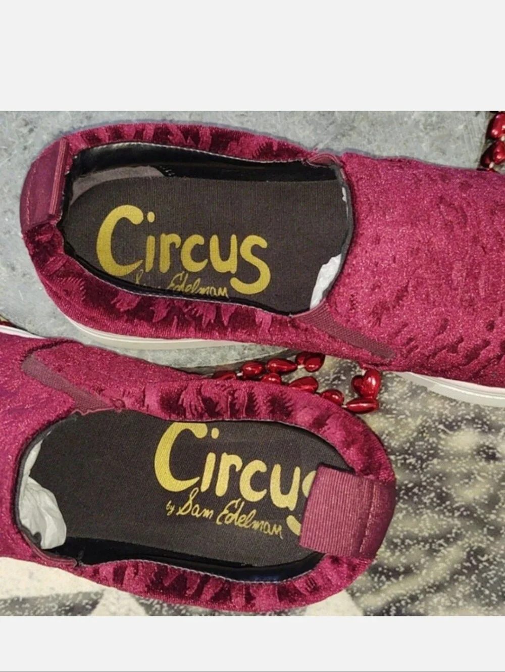 Circus Sam Edelman SCOTLYN Leopard Embossed Velvet Sneaker Wine Size 9